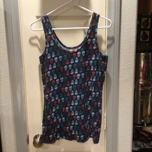 Women's Navy Skull Print Tank Top